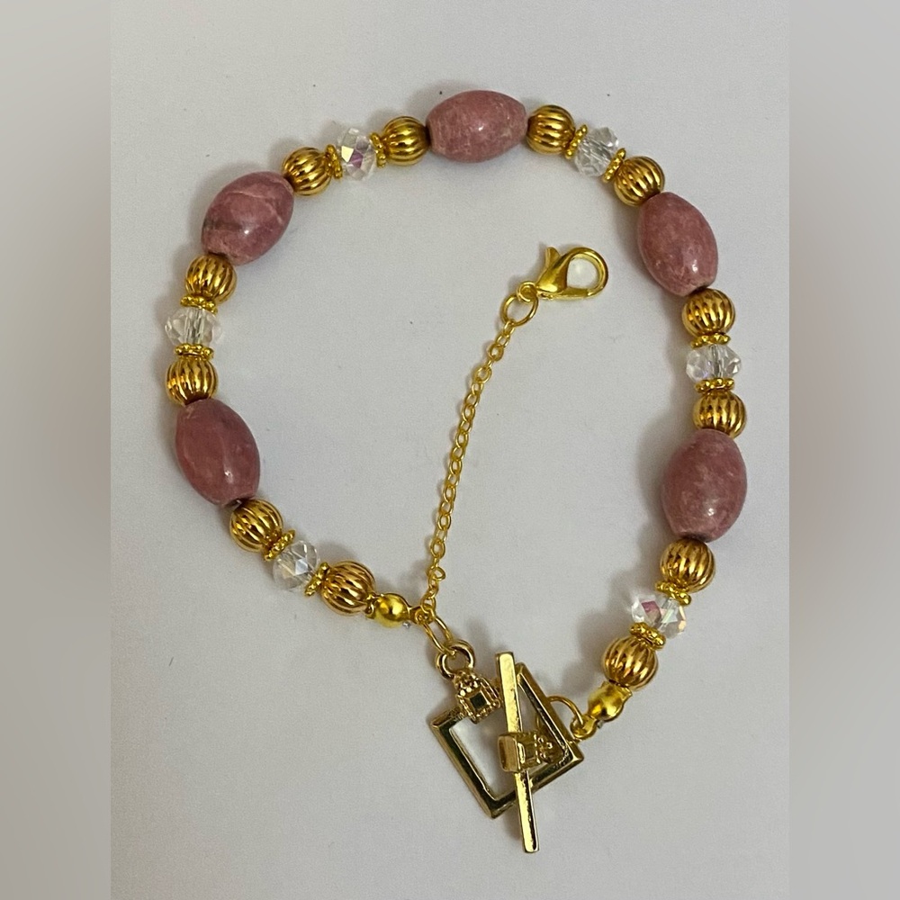 NEW Pink Rhodonite crystal bracelet - Picture 4 of 4
